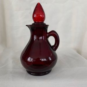 Vintage Avon Small Rudy Red Glass Cruet with Strawberry Lid